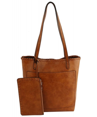 Fashion Front Pocket 2-in-1 Shopper LHU352 BROWN